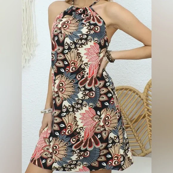 Boho Floral Print Sleeveless Dress 3X - Picture 1 of 4